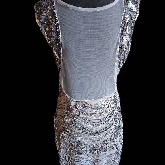 Unique Vintage Gray Gatsby/ Flapper Style Dress - Medium - Picture 3 of 5